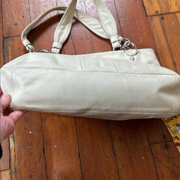 Coach White Shoulder Bag with Yellow Scarf Accent - Picture 15 of 16